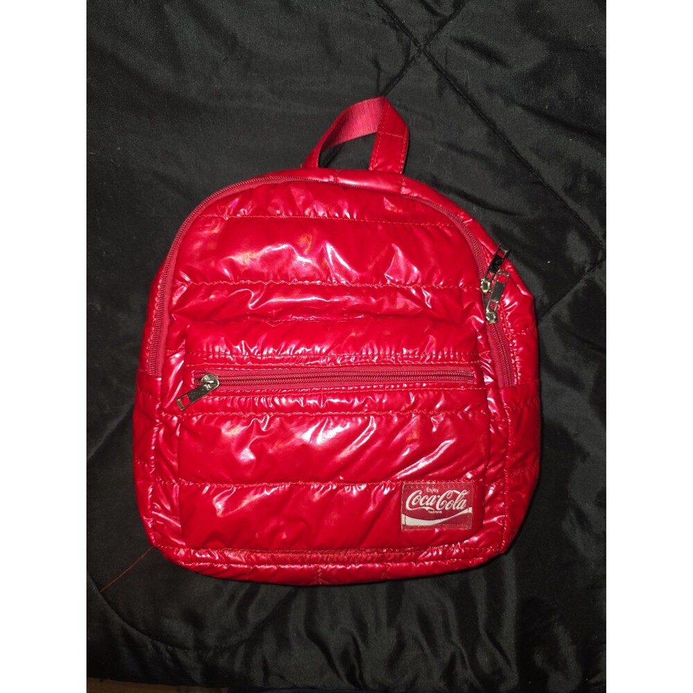 Coca cola officially licensed red puffer mini backpack bookbag bag tote purse!